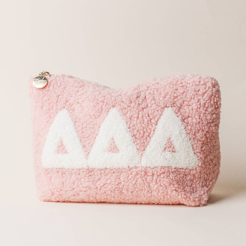 Delta Delta Delta - SORORITY SALE - Greek Letter Teddy Pouch - Blush: Delta Delta Delta
