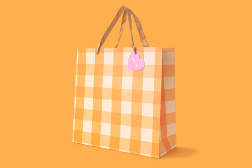 Gift Bags - Orange Gingham - Large