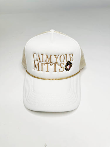 Poppy & Pine - Calm Your Mitts Trucker Hat/ QUICKSHIP: Ivory/Tanrope