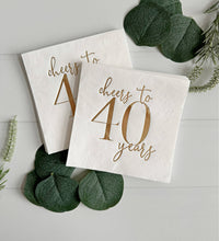 EnFete, LLC - Cheers to 40 Years Cocktail Napkins - Gold on White