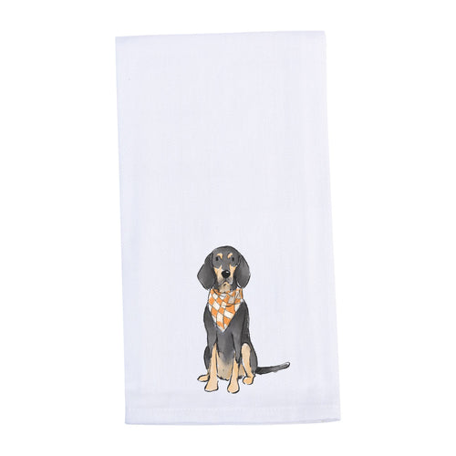 Barrel Down South - Sitting Bluetick Coonhound Tennessee Tea Towel