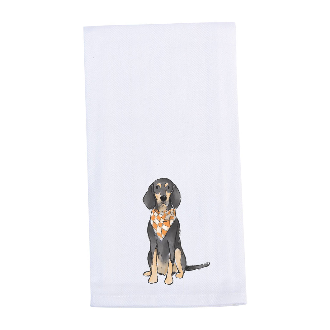 Barrel Down South - Sitting Bluetick Coonhound Tennessee Tea Towel