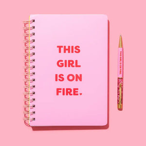 Taylor Elliott Designs - *ON SALE* Pen - "This Girl is on Fire" -Pink w/Pink Confetti