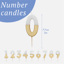 Talking Tables USA - White & Gold Number Candles Starter Set - 0-9