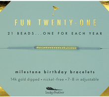 Lucky Feather - 21st Milestone Birthday Bracelet - A Bead for Each Year: Yellow Gold
