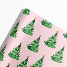 Gert & Co - Pink Christmas Gift Wrap | Christmas Trees on Pink