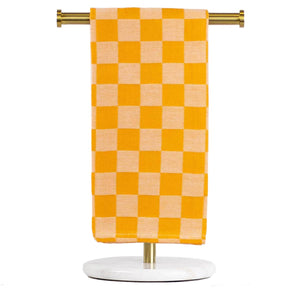 The Royal Standard - Checkerboard Jacquard Hand Towel   White/Orange   20x28