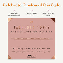 Lucky Feather - 40th Milestone Birthday Bracelet - A Bead for Each Year: Yellow Gold