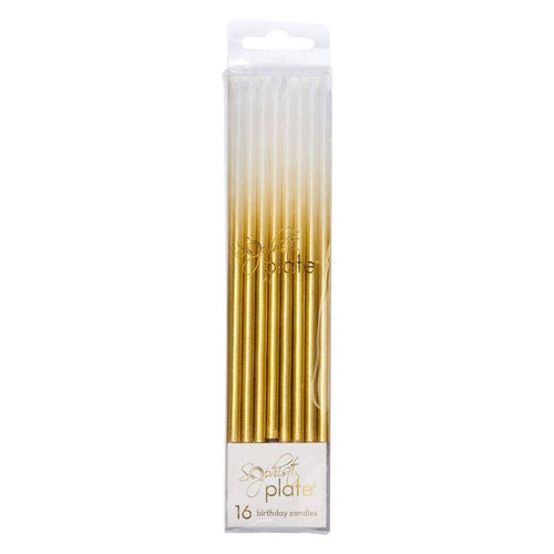 Sophistiplate - Birthday Candles Gold & White - 16pkg