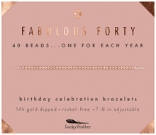 Lucky Feather - 40th Milestone Birthday Bracelet - A Bead for Each Year: Yellow Gold