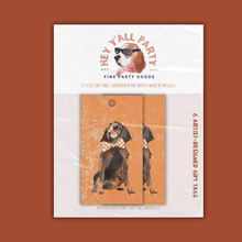 Hound Dog Wearing a Checkerboard Bow Tie Gift Tags