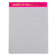 Chez Gagné - Queen of Multi-Tasking - Large Memo Lined Notepad - Bright Pink - 65 perforated pages - 10x8