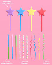 xo, Fetti - Fun Novelty Birthday Candles | 14 pc glitter star set
