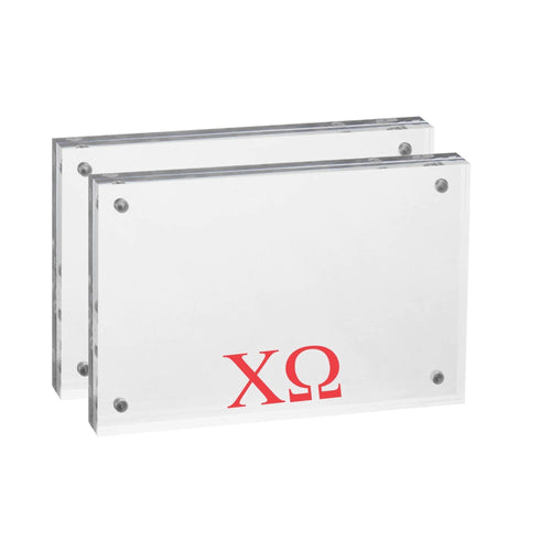 Gold Letters Chi Omega / 4x6 /Sorority Greek Letter Acrylic Magnetic Frames: 4x6
