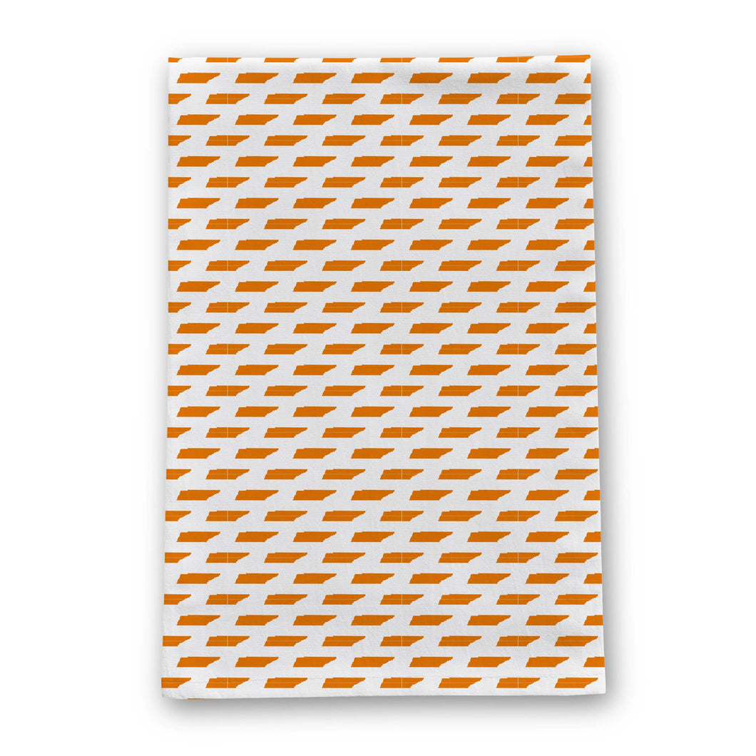 Barrel Down South - White/Orange Tennessee Shape Tea Towel