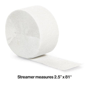 Bulk Party Decor - White Crepe Streamer 81 ft, 1/Pkg
