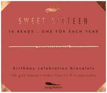Lucky Feather - 16th Milestone Birthday Bracelet - A Bead for Each Year: Yellow Gold