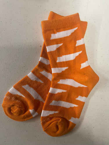 Barrel Down South - Orange/White Tennessee State Kids Socks