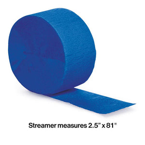 Bulk Party Decor - Cobalt Blue Crepe Streamer 81 ft, 1/Pkg