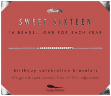 Lucky Feather - 16th Milestone Birthday Bracelet - A Bead for Each Year: Yellow Gold