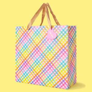 Gift Bags - Colorful Gingham - Assorted Sizes to Choose From: Large
