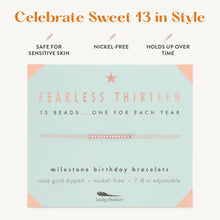 Lucky Feather - 13th Milestone Birthday Bracelet -  A Bead for Each Year: Yellow Gold