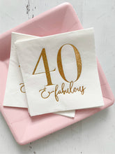 EnFete, LLC - 40 and Fabulous Cocktail Napkins - Gold Glitter on White