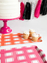 Sprinkles & Confetti Party Supplies - Orange Plaid Gingham Melamine Serving Tray – Perfect for Parties & Snacks