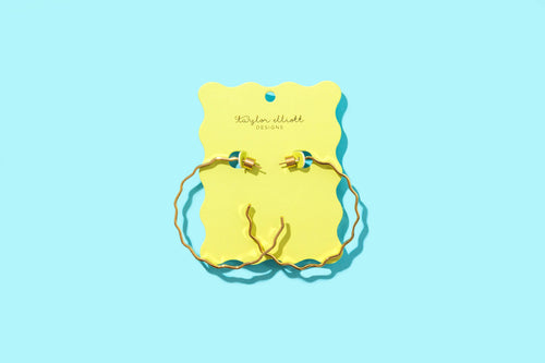 Hoop Earrings - Large - Wavy Gold-Plated - Cassie