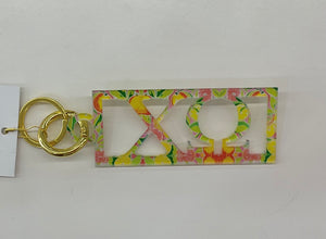 Chi Omega- Sorority Wall Sign - Patterned Greek Bar Design : Preppy Pink Lemonade / Small / Chi Omega