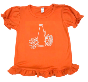 Cheerleader on Orange Short Sleeve Ruffle