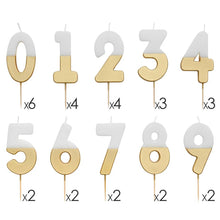 Talking Tables USA - White & Gold Number Candles Starter Set - 0-9