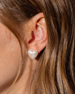 Stud Earrings - Pearl Hearts - Meredith