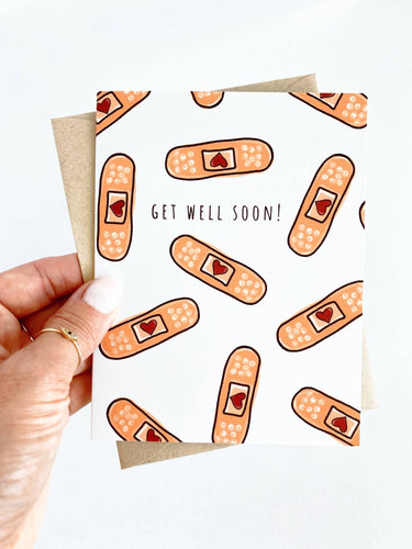 Five Dot Post - Heart Bandaid Card Get Well Soon Greeting Card