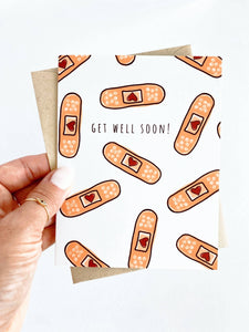 Five Dot Post - Heart Bandaid Card Get Well Soon Greeting Card