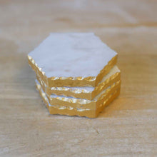 The Royal Standard - Vernazza Marble Coasters   White/Gold   4x4 Set of 4
