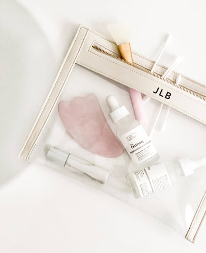 HOPE & JOY - Ivory Clear Leather Pouch, Vegan Leather Bag - Customized: Ivory flat pouch