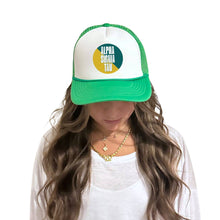 Alpha Omicron Pi - Sorority 2-Tone Trucker Hat - Choose your Design/Pattern: 3-Stripe love (rectangle) / Alpha Omicron Pi - Red Hat
