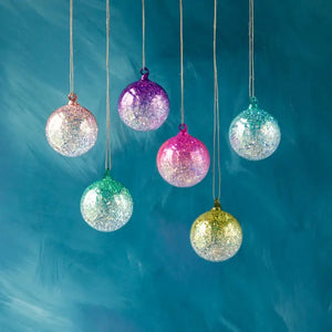Glitterville - Glitterville Glitter Ombre Ball Orn, 6 Asst, Glass, 3.5"