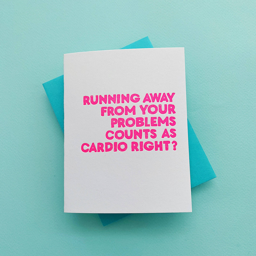 Richie Designs - Running Away From Problems - funny friend greeting card