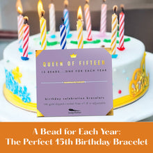 Lucky Feather - 15th Milestone Birthday Bracelet - A Bead for Each Year: Yellow Gold
