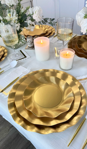 Sophistiplate - Satin Gold Wavy Paper Salad Plates/8pk