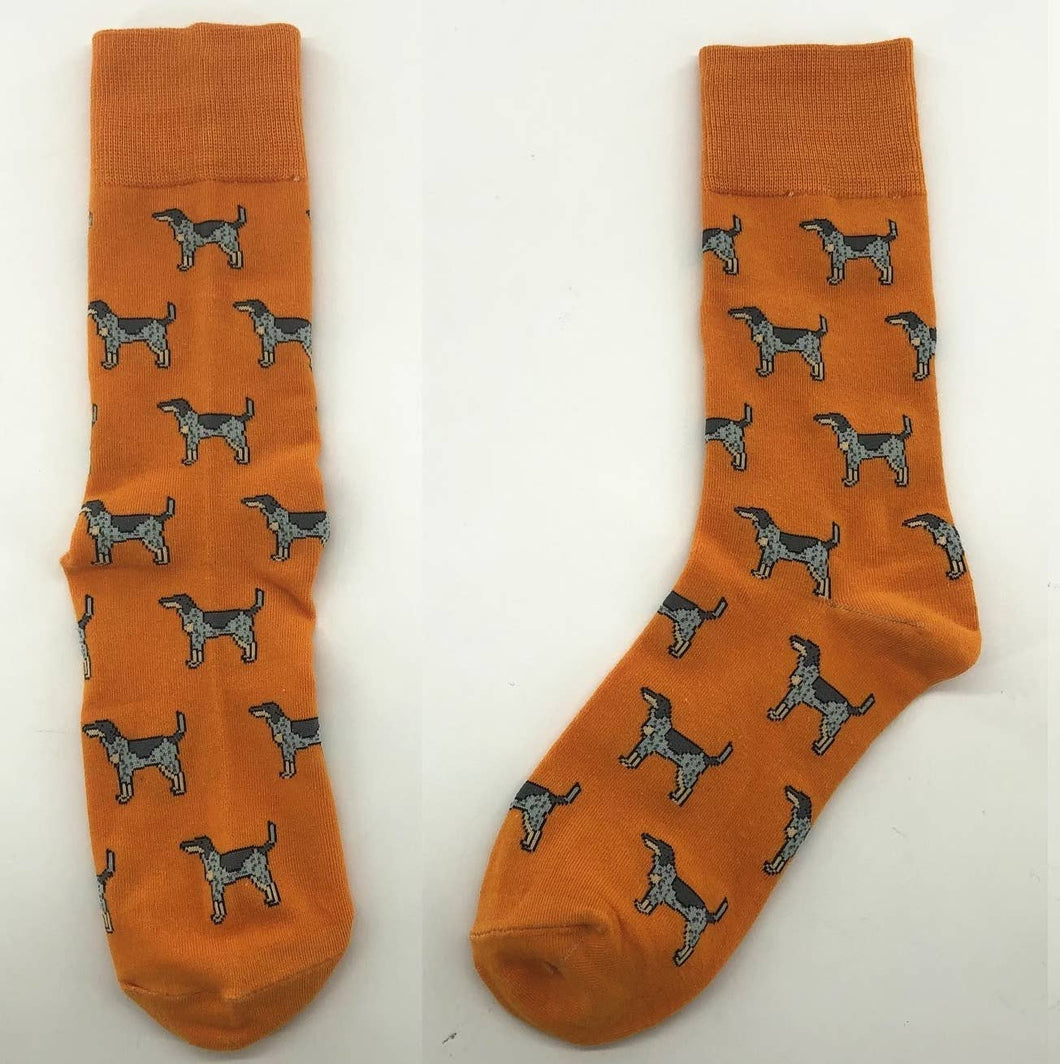 Barrel Down South - Orange Bluetick Coon Dog Socks