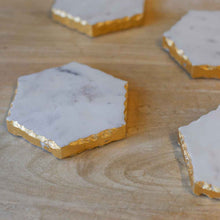 The Royal Standard - Vernazza Marble Coasters   White/Gold   4x4 Set of 4