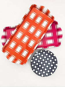 Sprinkles & Confetti Party Supplies - Orange Plaid Gingham Melamine Serving Tray – Perfect for Parties & Snacks