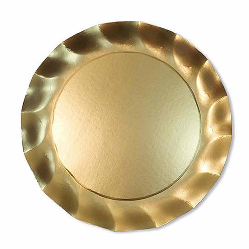 Sophistiplate - Satin Gold Wavy Paper Dinner Plates/8pk
