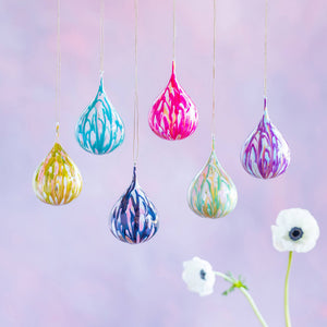Glitterville - Glitterville Marble Drop Orn, 6 Asst, Glass, 5.25"