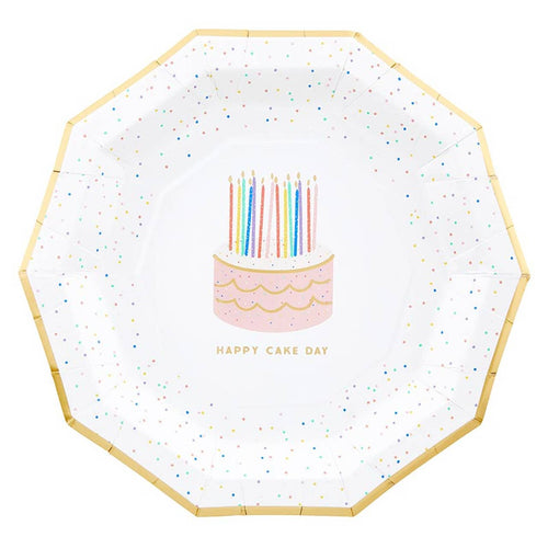 Decagon Paper Plates - Happy Cake Day