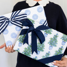 WH Hostess Social Stationery - Continuous Roll Gift Wrap | Blue Bows Christmas Trees