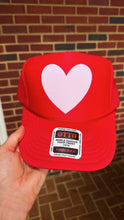La Fête Goods - Happy Heart Trucker Hat: Kelly green + light blue